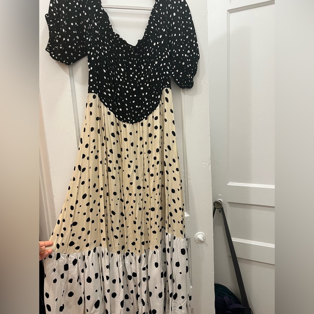 Eloquii off the shoulder Polka dot dress